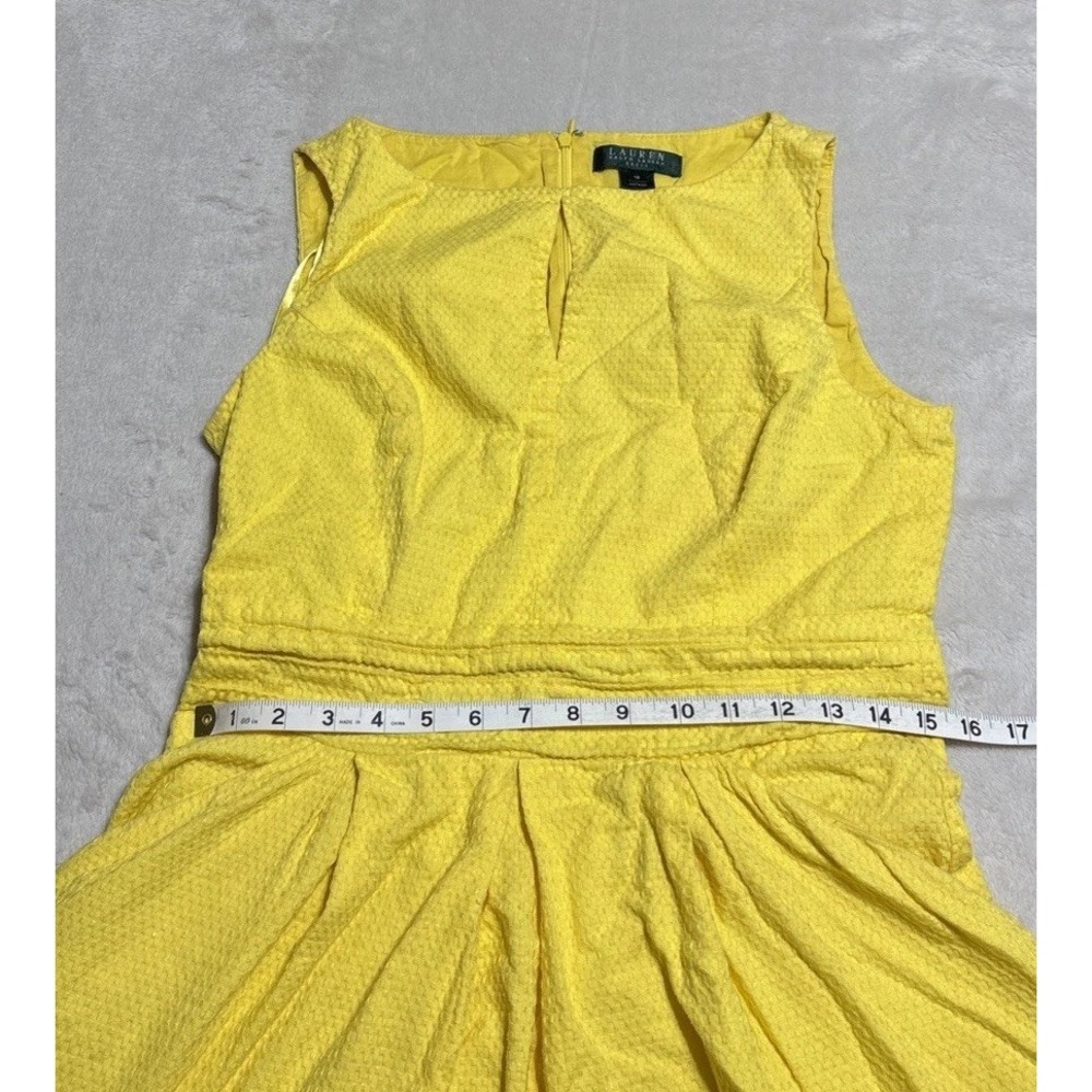 Lauren Ralph Lauren Dress Womens 10 Yellow Key Hole Sleeveless Zip Back Pockets - Picture 9 of 11